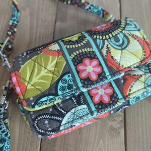 Vera Bradley Colourful Floral Paisley ID Wallet/Crossbody Bag